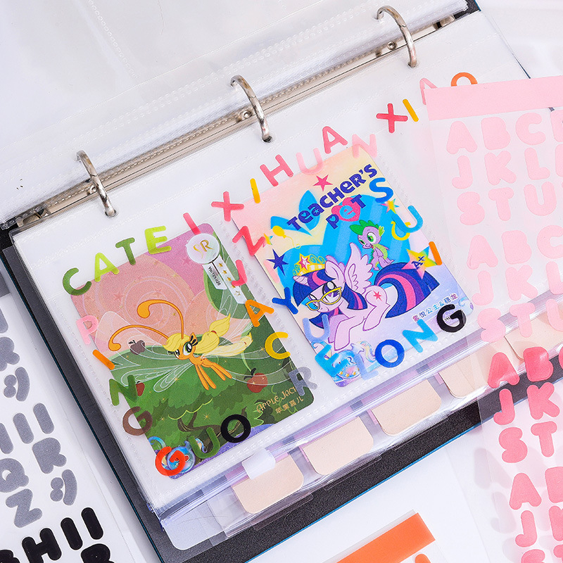 MOYL Betűk Sorozat matricák – Átlátszó PET, Vízálló matricák naplóhoz, Modern egyszerű stílus, Nyomtatás