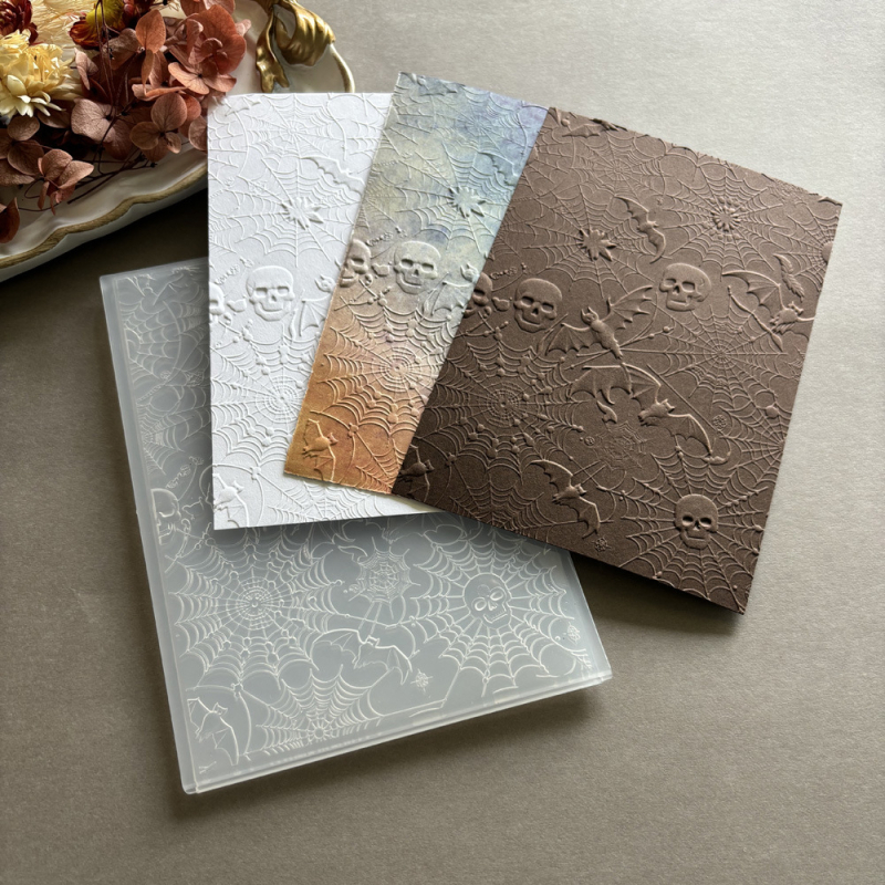 Пластмасова ембосинг‑форма за DIY релеф – Цвете с 3D текстура в стил паяжинна мрежа, украса за окачване, инжекционно формована