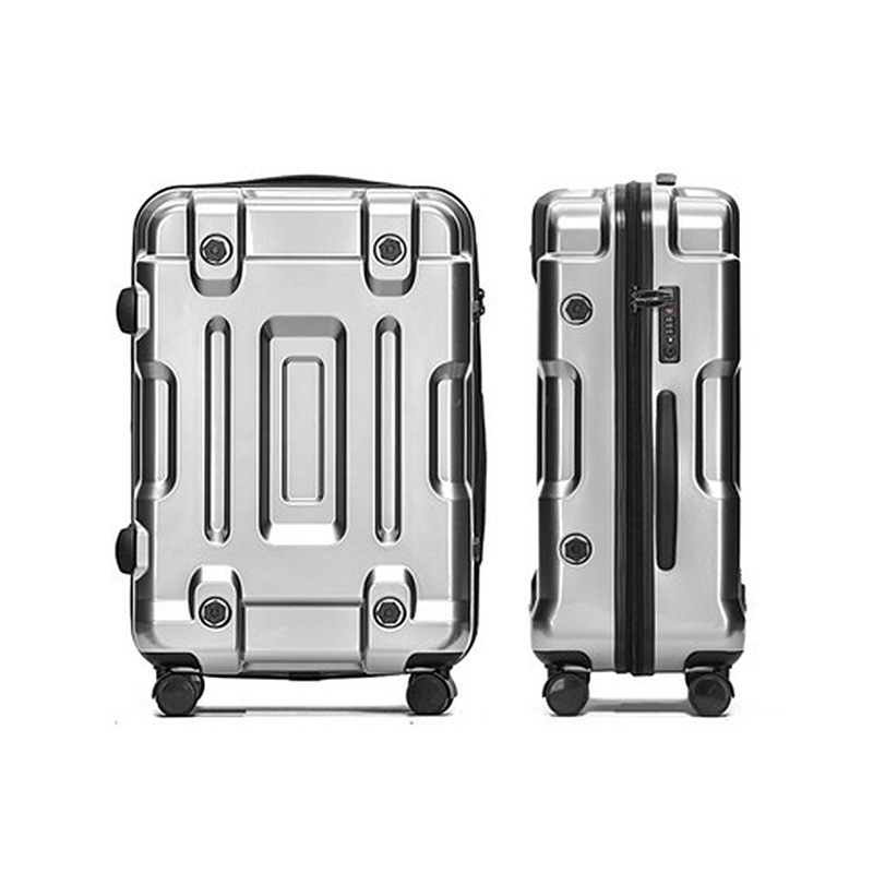 Oubao férfi utazótáska technológiai ihletésű dizájnnal, PET+PE külső, ABS+PC belső, záras lezárás, univerzális kerekek