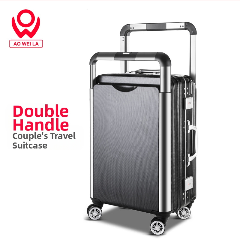Куфар за пътуване с алуминиева рамка и двойна дръжка (колела 360°, PC корпус, капацитет 56–75 л, с ключалка)