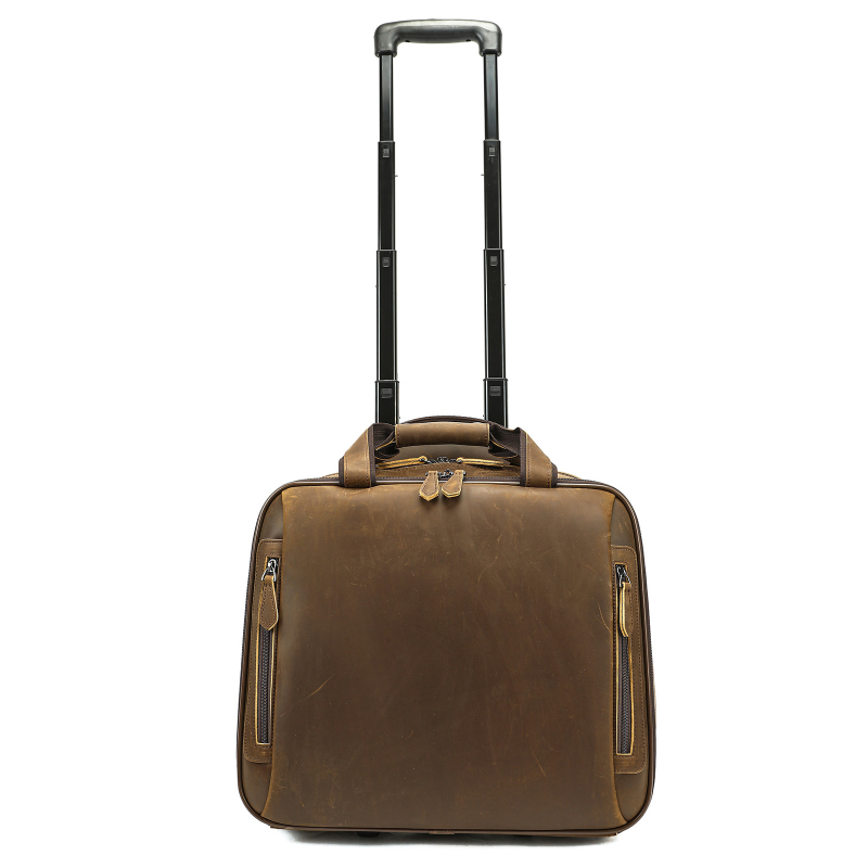 Geantă pentru documente din piele pentru bărbați MVA, cu închidere prin fermoar și rotă cu direcție unică (Piele de primă clasă; Încuietoare cu combinație obișnuită; Anti-furt; Rezistentă la uzură)