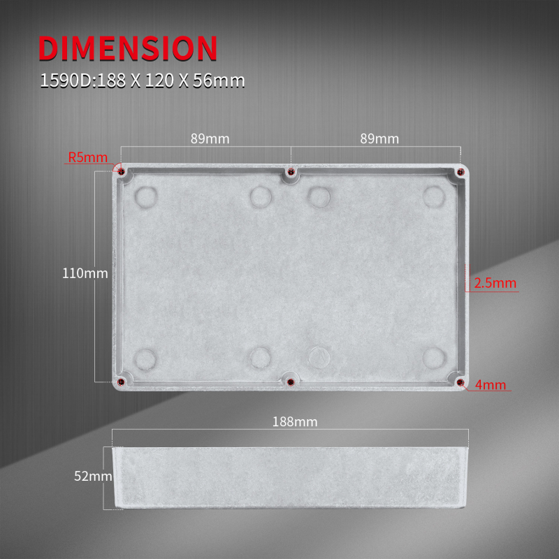 1590D gitaros efektų pedalo korpusas, liejamojo aliuminio korpusas, Daier