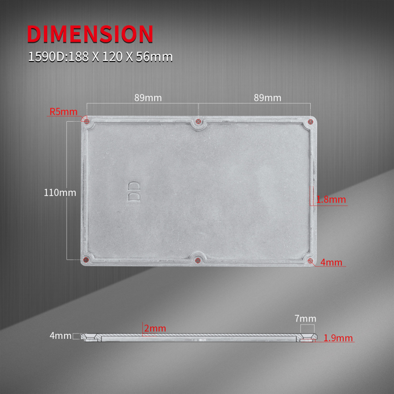 1590D gitaros efektų pedalo korpusas, liejamojo aliuminio korpusas, Daier