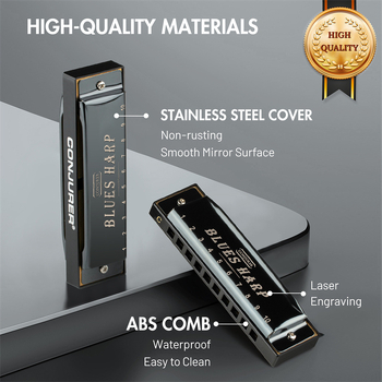 Хармоника WH1001S — 10 отвора, капак от неръждаема стомана