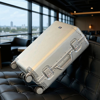 Bagaj din aliaj de aluminiu-magneziu pentru cabină, cu încuietoare TSA, roți universale, 4 kg, căptușeală poliester