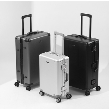 Bagaj din aliaj de aluminiu-magneziu pentru cabină, cu încuietoare TSA, roți universale, 4 kg, căptușeală poliester