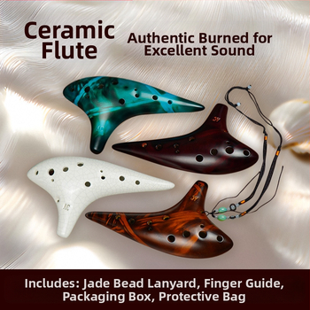 SALA керамична окарина с 12 дупки Alto C, включва каишка, предпазна торбичка и карта за фингеринг