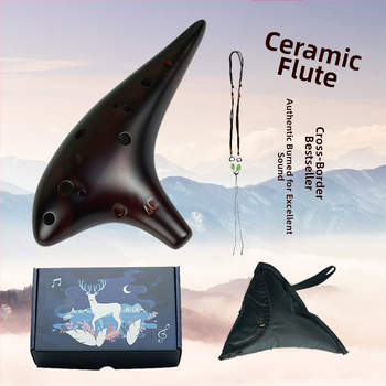 SALA керамична окарина с 12 дупки Alto C, включва каишка, предпазна торбичка и карта за фингеринг