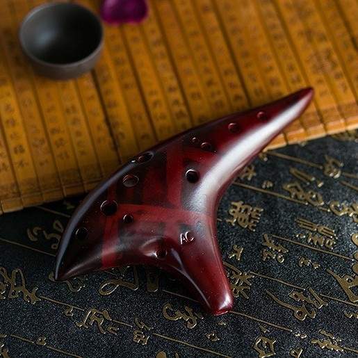 SALA керамична окарина с 12 дупки Alto C, включва каишка, предпазна торбичка и карта за фингеринг