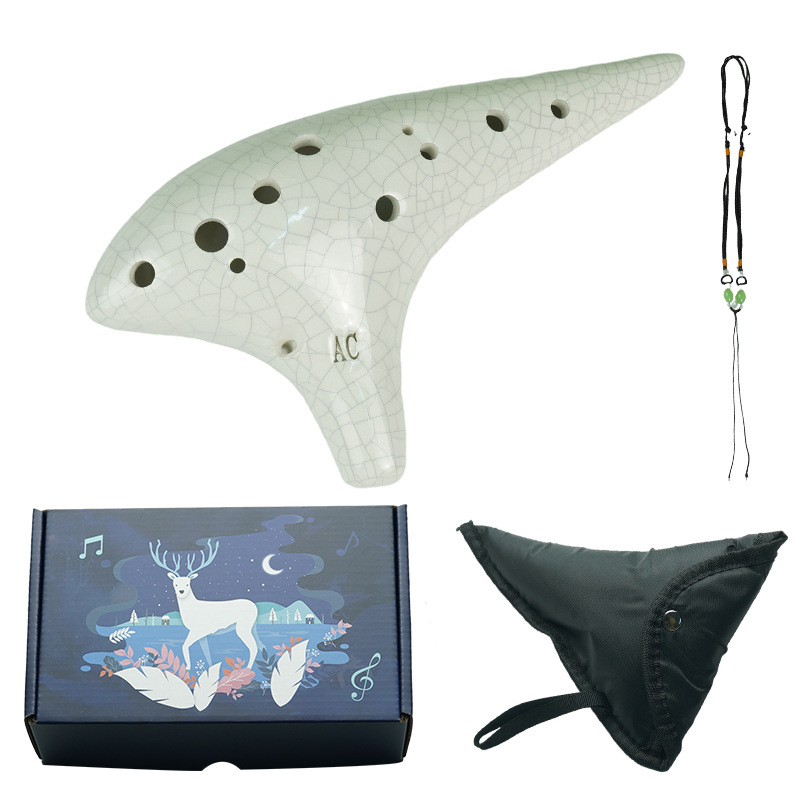 SALA керамична окарина с 12 дупки Alto C, включва каишка, предпазна торбичка и карта за фингеринг