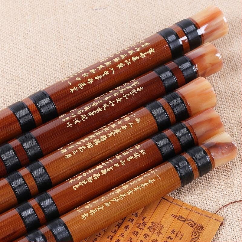 Qin Qing флейта за начинаещи, двусекционна флейта с бронзова вложка, ноти C D E F G, комплект с фланелена чанта