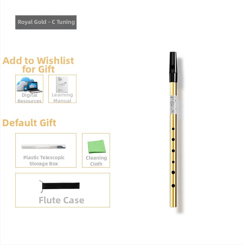 Ирландска свирка-флейта, шест отвора, тяло от медно-резинено-алуминиево сплав, ключове C и D