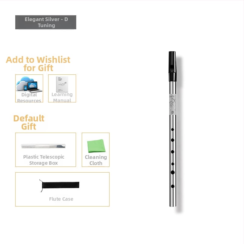 Ирландска свирка-флейта, шест отвора, тяло от медно-резинено-алуминиево сплав, ключове C и D