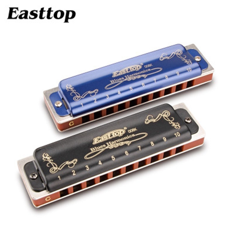 Хармоника за блус, 12-ключова, 10 отвора, капак медно-хромиран, дупки за звучене от смола, тегло 125 g