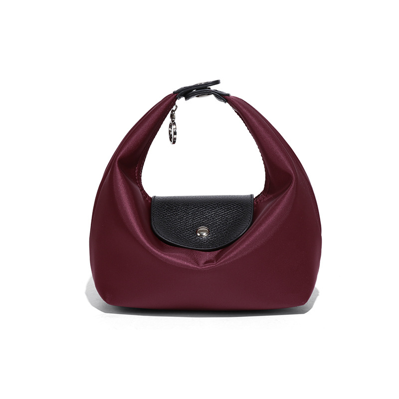 Geantă pentru femei din nylon, stil street fashion, formă de găluță, închidere cu fermoar, buzunar interior pentru telefon