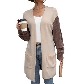 Kardigán akril rostból, szabályos fazon, hosszú ujjú, gallér nélküli, hétköznapi japán-koreai stílus