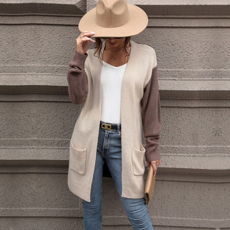 Kardigán akril rostból, szabályos fazon, hosszú ujjú, gallér nélküli, hétköznapi japán-koreai stílus