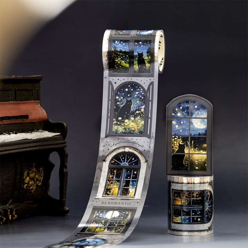 PET kraštovaizdžio juostelė – Nakties tema, Spauda (Prekės ženklas: Tomato Sauce Girl; Medžiaga: PET; Stilius: Kraštovaizdis; Tema: Naktis; Spaudos technika: Spausdinimas)