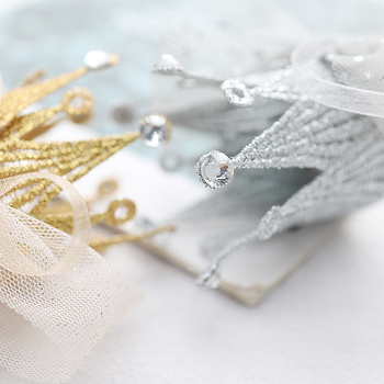 ANGEL NEITIRI 3D nėrinių karūnos plaukų segtukas vaikams - rankų darbo audinio aksesuaras, atskiras įpakavimas, su logotipo spaudu