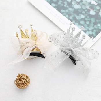 ANGEL NEITIRI 3D nėrinių karūnos plaukų segtukas vaikams - rankų darbo audinio aksesuaras, atskiras įpakavimas, su logotipo spaudu