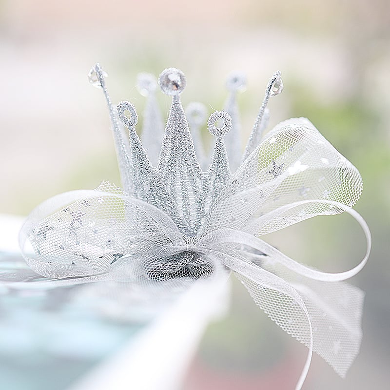 ANGEL NEITIRI 3D nėrinių karūnos plaukų segtukas vaikams - rankų darbo audinio aksesuaras, atskiras įpakavimas, su logotipo spaudu