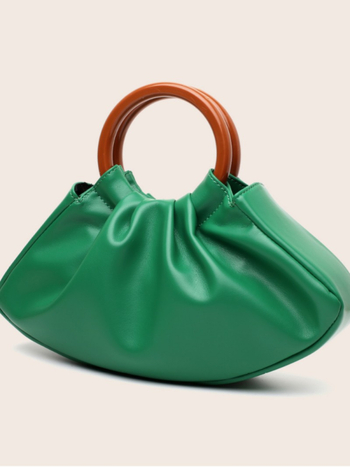 Дамска чанта PU с плисиран дизайн, стил облачна чанта, форма скорлупа, магнитно закопчаване