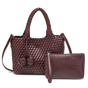 Szövött kosár alakú tote táska – utcai divat (Szalma; Kosár forma; Mágneses zárás; Poliészter bélés; Telefontok)