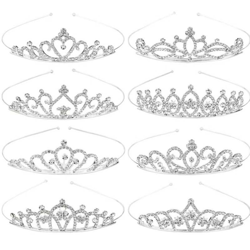 Vaikų princesės karūnos – galvos aksesuaro su krištolais; lydinys, K9 grynumas, elektroplatinimas