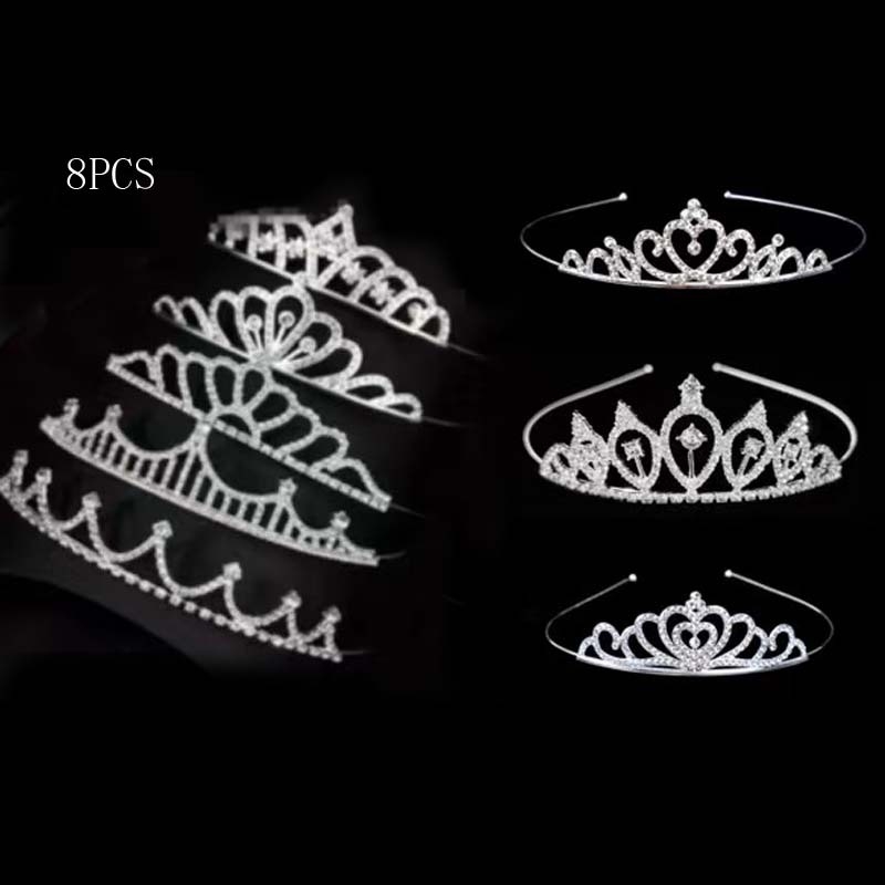 Vaikų princesės karūnos – galvos aksesuaro su krištolais; lydinys, K9 grynumas, elektroplatinimas