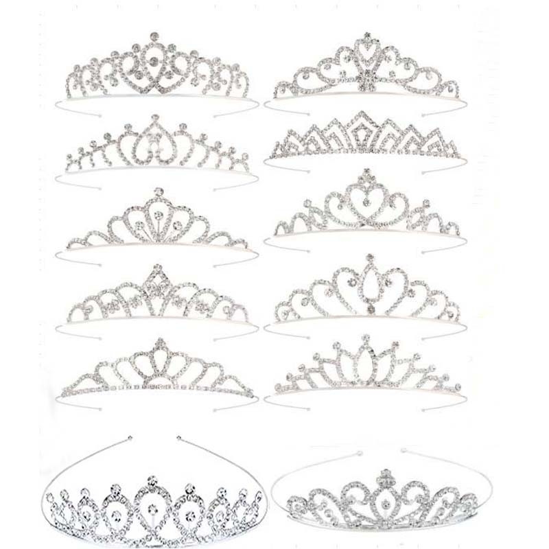Vaikų princesės karūnos – galvos aksesuaro su krištolais; lydinys, K9 grynumas, elektroplatinimas