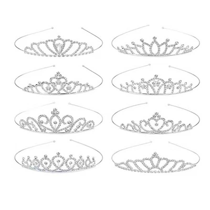 Vaikų princesės karūnos – galvos aksesuaro su krištolais; lydinys, K9 grynumas, elektroplatinimas