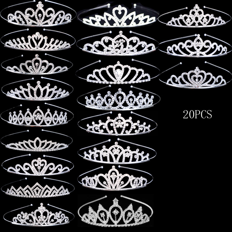 Vaikų princesės karūnos – galvos aksesuaro su krištolais; lydinys, K9 grynumas, elektroplatinimas