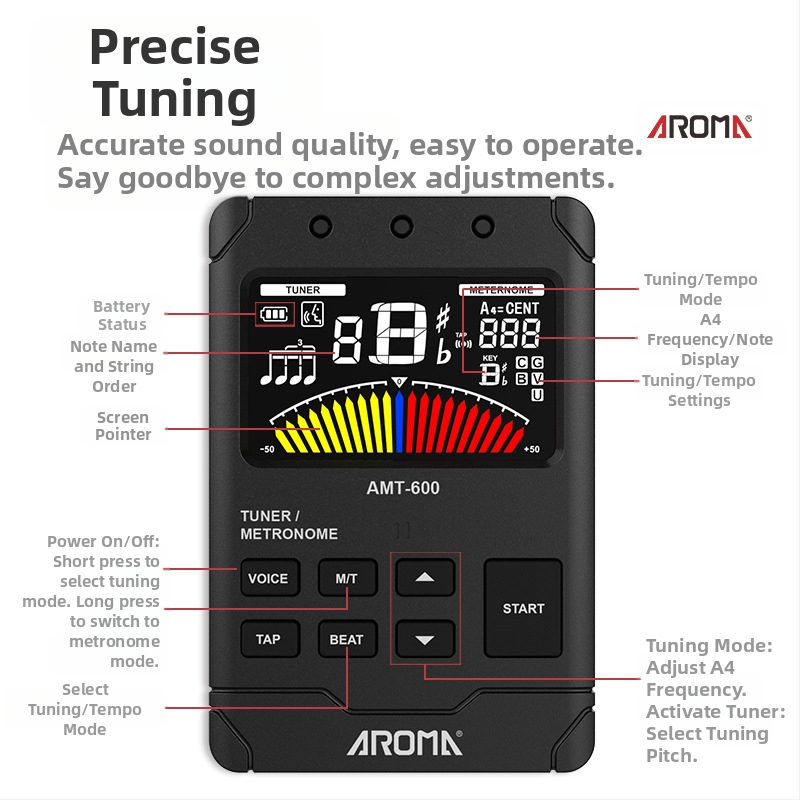 Arnoma AMT-600 Metronóm a ladenie pre dychové nástroje, husle a violončelo – 3 v 1