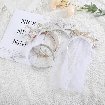 Fém fejfedő hópehely alakú strasszokkal, kézzel készített, gyermekeknek, parti kiegészítő