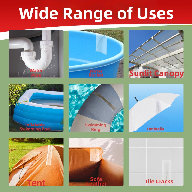 Прозрачна водоустойчива лента за PVC тръби — уплътняване на течове, ремонт на PVC водопровод, 0,3 мм дебелина, подходяща за палатки и надуваеми рингове