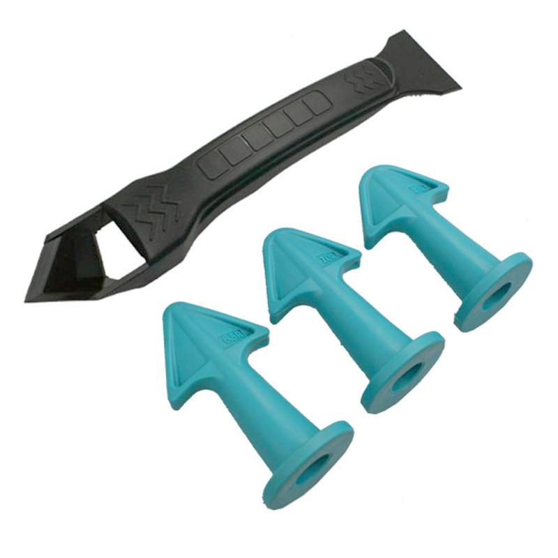 Комплект за фуги: накрайник за фуги, шпатула за лепило, многоъгълен шпател за остатъчно лепило — 4 части, блистер опаковка, Fast Leopard