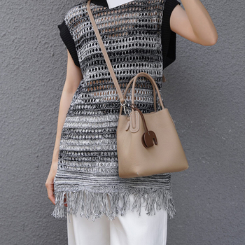 Чанта от първокласна телешка кожа | чанта-кошничка в стил кошница за зеленчуци, магнитно закопчаване, вътрешен джоб с цип, една презрамка