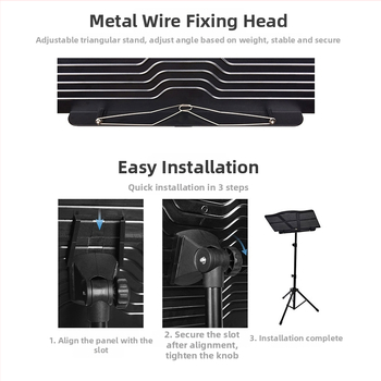 Музыкална стойка за инструменти, сгъваема панелна конструкция от желязо и ABS, модел 01, марка ione, за музикални инструменти.