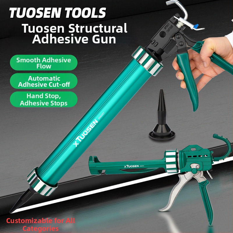 Структурен пистолет за лепило за фуги на врати и прозорци – полуцилиндров пистолет за лепило, усилена гумена дръжка, марка XTUOSEN, тегло 0.81 кг