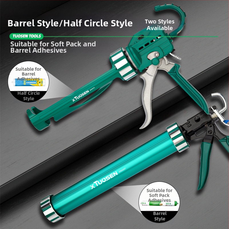 Структурен пистолет за лепило за фуги на врати и прозорци – полуцилиндров пистолет за лепило, усилена гумена дръжка, марка XTUOSEN, тегло 0.81 кг