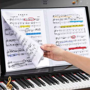 Μαύρος φάκελος Α4 για παρτιτούρες με διαφανείς ένθετες σελίδες, δερμάτινης κατασκευής, δυνατότητα εκτύπωσης λογότυπου, προσαρμογή