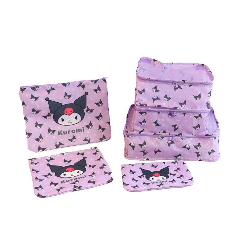 Kelionė saugojimo maišelių komplektas, 6 vnt., atsparus vandeniui, Kuromi meškiuko dizainas, PP medžiaga