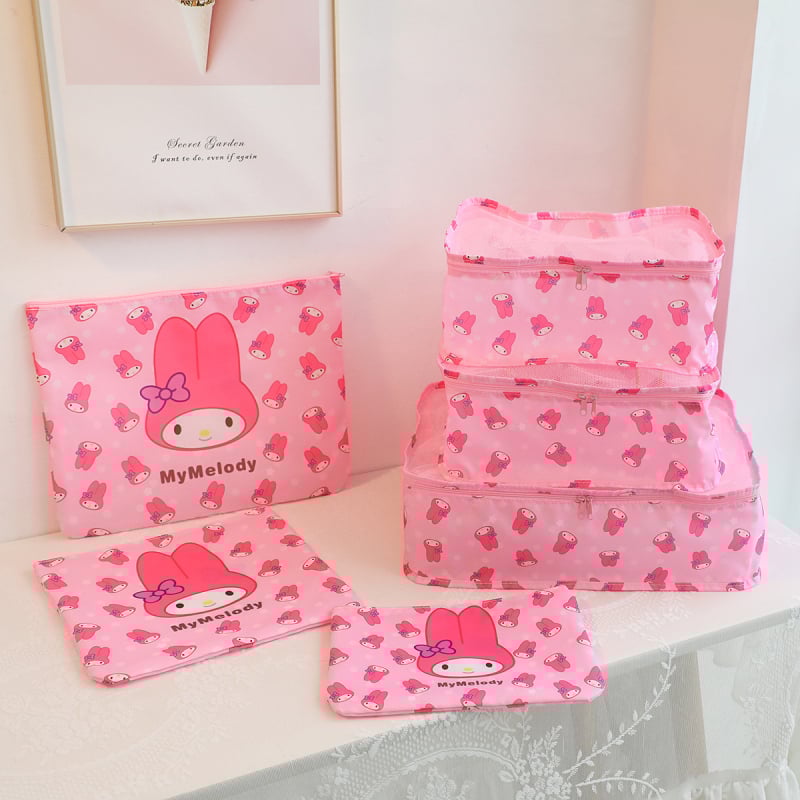 Putni set za organizaciju torbi, 6 komada, vodootporan, dizajn Kuromi medvjed, PP materijal