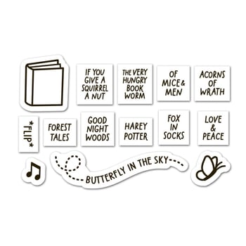 DIY scrapbookhoz: Könyv- és pillangó motívumos dies készlet, átlátszó PVC pecsét, domborító matrica szénacélból