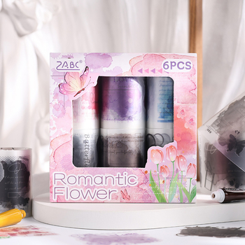 MOYL PVC декоративна лента, серия Romantic Flower Rhyme, в кутия, матова повърхност, база PET, дължина 2 м, ширина 5 см, дебелина 0.01