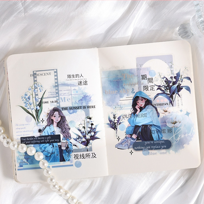 MOYL PVC декоративна лента, серия Romantic Flower Rhyme, в кутия, матова повърхност, база PET, дължина 2 м, ширина 5 см, дебелина 0.01