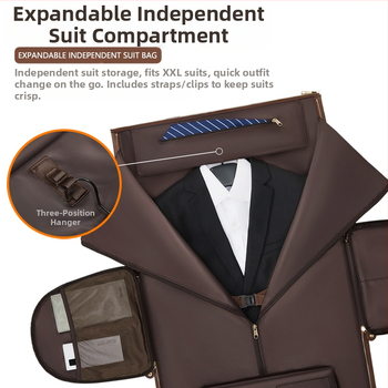 Ανδρική τσάντα από PU δέρμα για κοστούμι, αναδιπλούμενο crossbody ταξιδιωτικό σακίδιο, αδιάβροχο, χωρητικότητα 36–55L, επένδυση πολυεστέρα