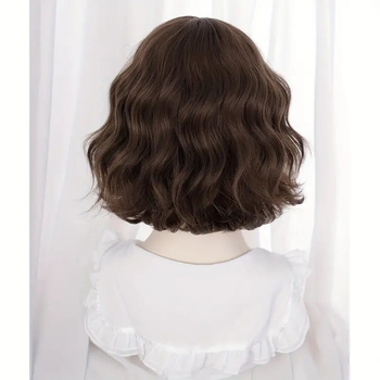 Перука в корейски стил: къса къдрава коса, текстурирани челки, термоустойчива синтетична коса, модел WB-0719477