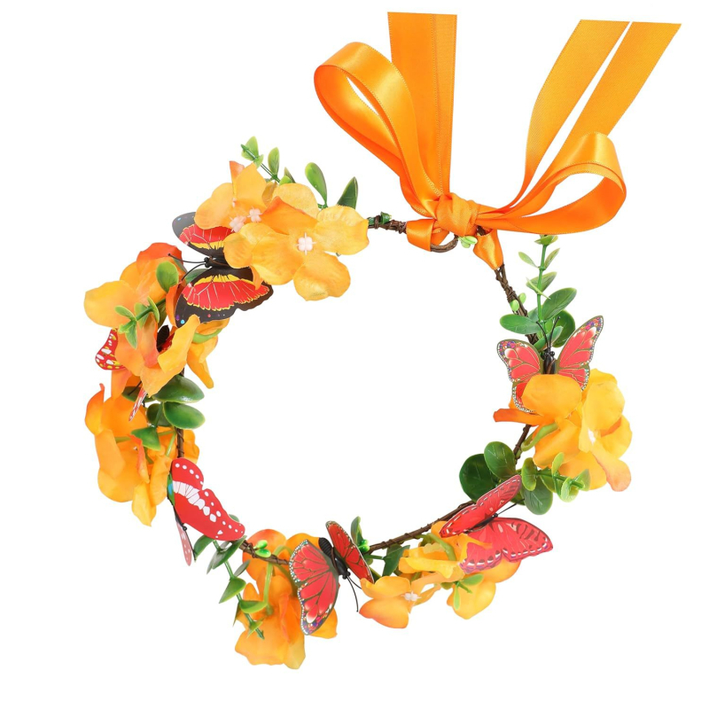 Kézzel készített fejfedő pillangó koszorúval, textile anyagból, boho stílus, esküvőre és koszorúslányoknak