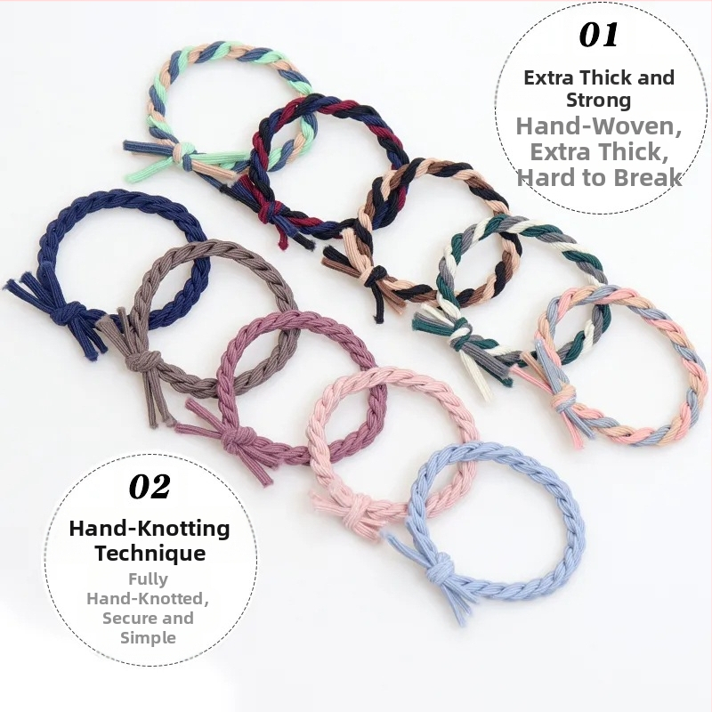 Аксесоар за коса - Връзка за коса с възли, смесени материали, ръчна изработка, естествен стил